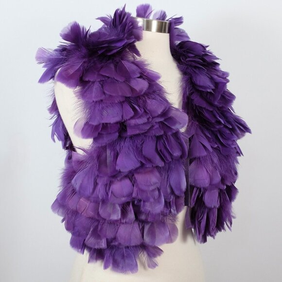 Ralph Lauren Collection Purple Label XS jacket vest bolero feather $3990 top